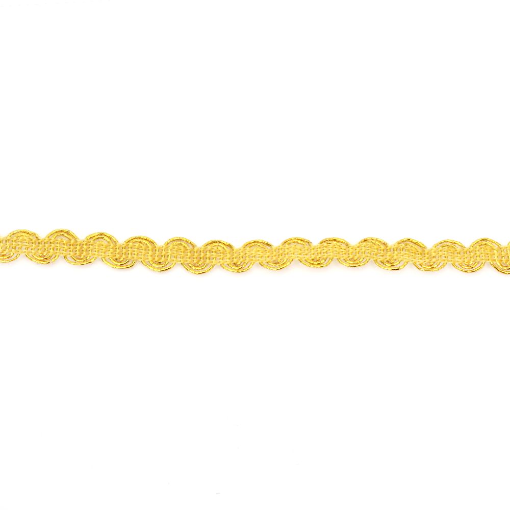 Gold Lame Ric-Rac Ribbon 8 mm ~43 meters.