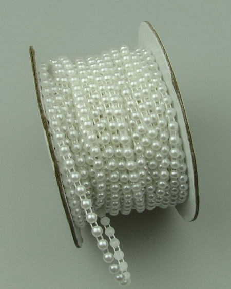 Plastic Imitation Pearl Ribbon 4 mm white -1 meter