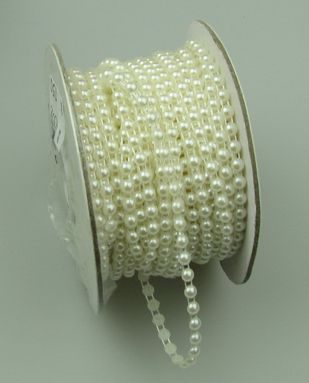 Plastic Imitation Pearl Ribbon 4 mm hemisphere cream  - 1 meter