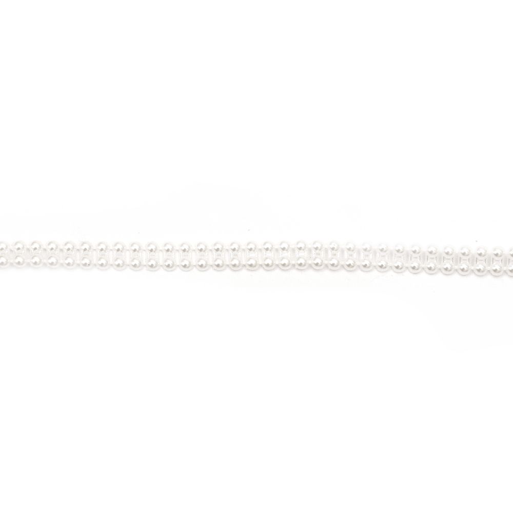Plastic Imitation Pearl Ribbon, White 9 mm - 1 meter
