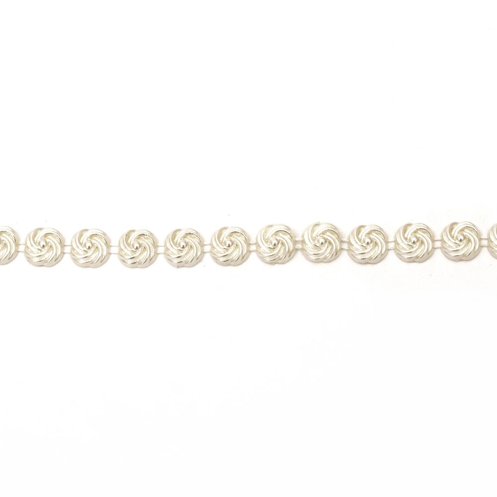 ABS Plastic Imitation Pearl Ribbon Trimming, Wedding Decoration Accessroies, Cream 11 mm - 1 meter