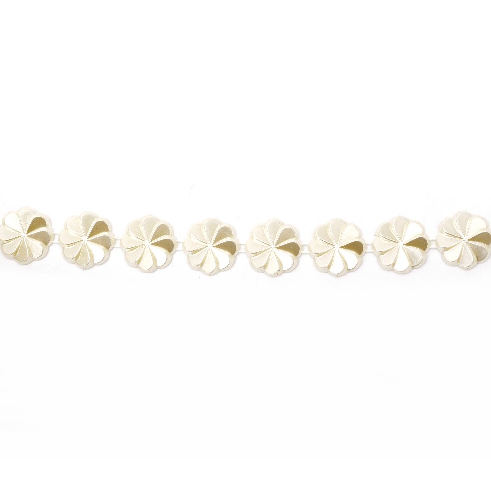 ABS Plastic Imitation Pearl Ribbon Trimming, Wedding Decoration Accessroies 16 mm cream color - 1 meter