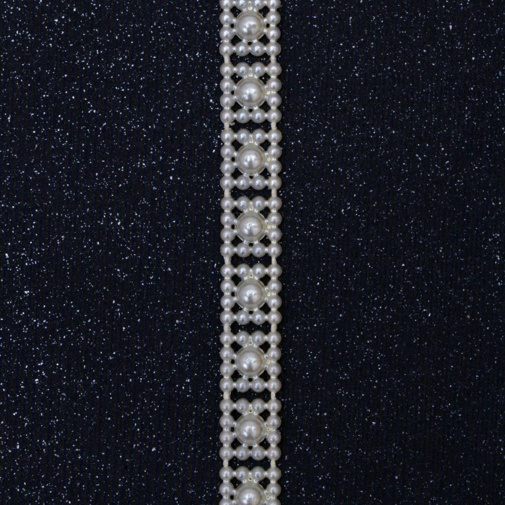 Ширит перлен 10 мм цвят крем - 1 метър
