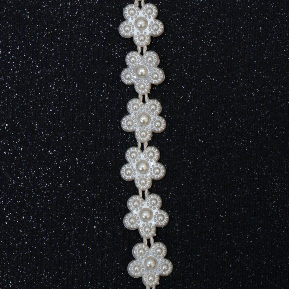 ABS Plastic Imitation Pearl Ribbon Trimming, Wedding Decoration Accessroies 13 mm cream color -1 meter