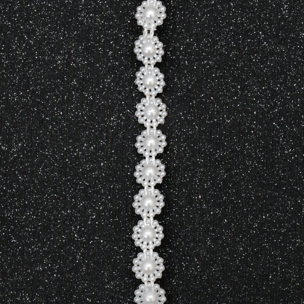 Ширит перлен 10 мм цвят бял -1 метър