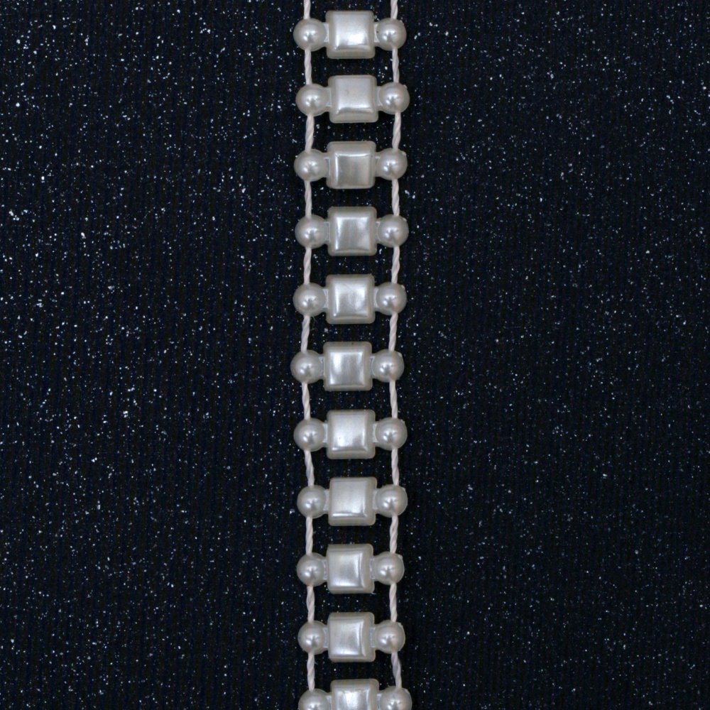 Braided pearl 13 mm cream color -1 meter