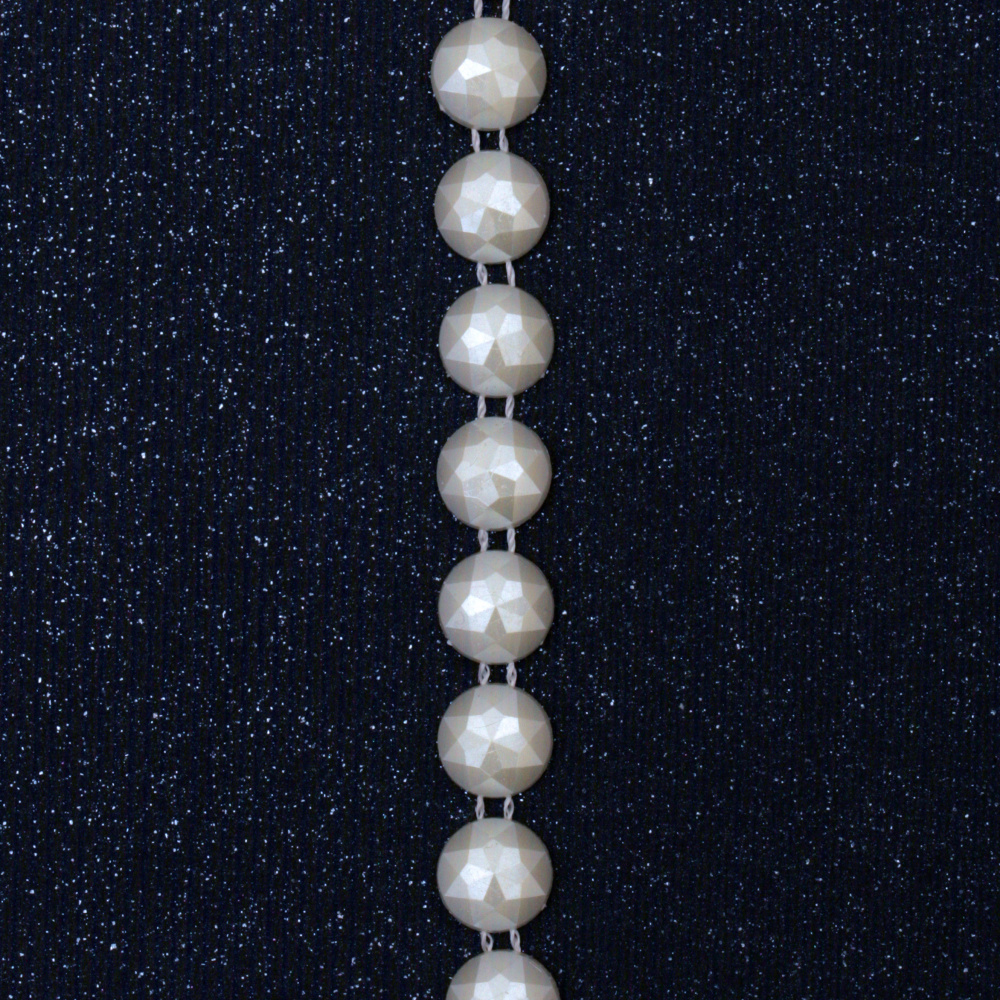 ABS Plastic Imitation Pearl Ribbon Trimming, Wedding Decoration Accessroies 10 mm cream color -1 meter