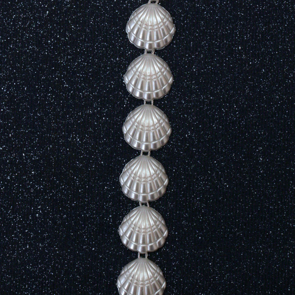 Plastic Pearl Imitation Strip / 17 mm / Cream - 1 meter
