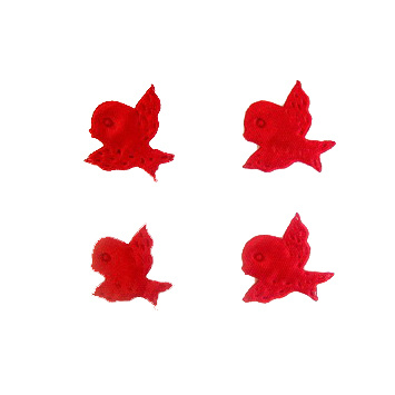 Фигурки врабче от текстил цвят червен 24 мм -50 броя