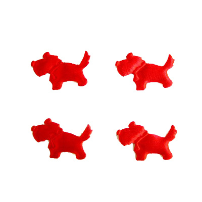 Decorative Textile Figurines, Dog / Red / 25 mm - 50 pieces