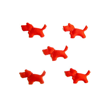 Textile Figures, Mini Dog, Red, 14 mm - Pack of 50