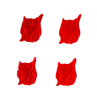 Textile Cat Figures, Red, 23 mm - Pack of 50