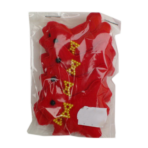 Фигурки от текстил куче с папионка цвят червен -5 мм - 10 броя