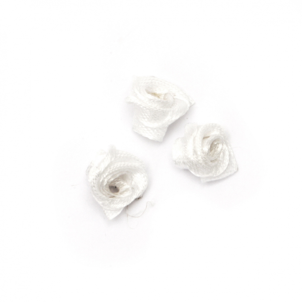 Artificial cloth rose for decoration 11 mm white - 50 pieces