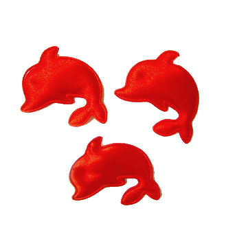 Dolphins made of fabric for decoration, red color, 30 mm - 50 pieces