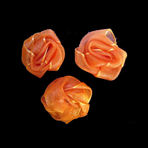 Τριαντάφυλλα οργάντζα 25 mm Πορτοκαλί -10 τεμάχια