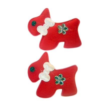 Textile Horse Figurines, Red, 43x50 mm - Pack of 10