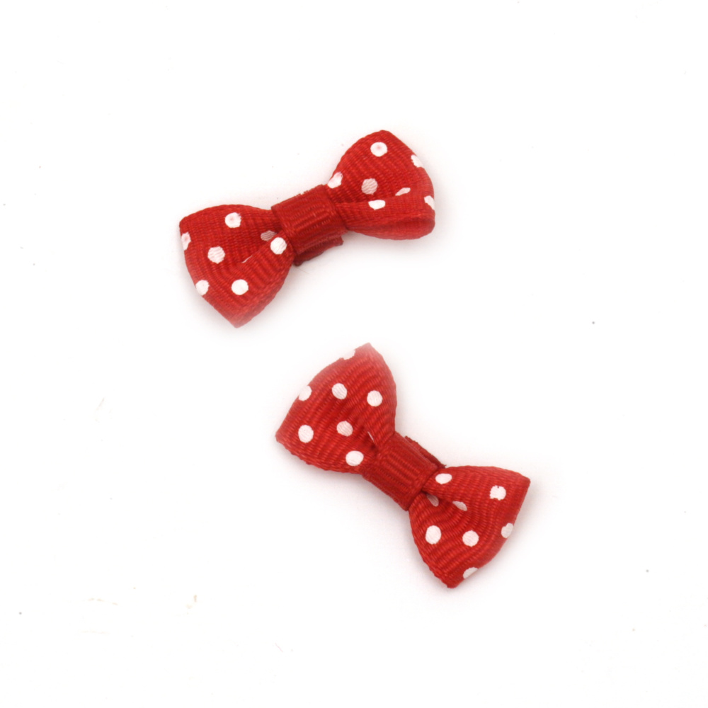 Satin Bows, Red with Dots, 27 mm - Pack of 10