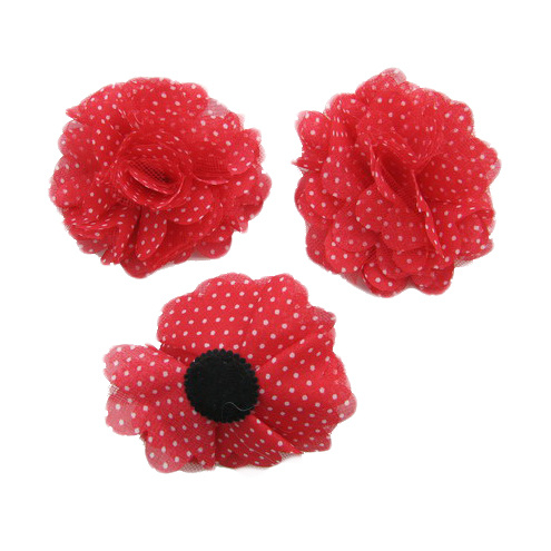 90 mm flower. Fabric Red