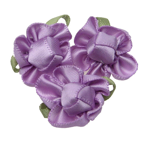 Purple textile flowers, 20x28 mm - 10 pieces