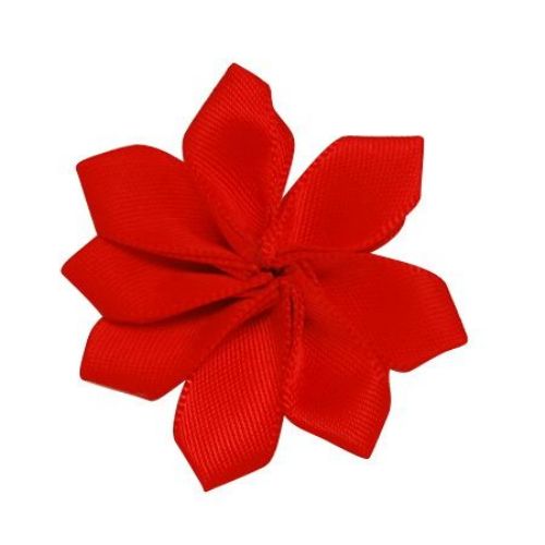 Fabric Flower 8 leaves 31x33x6 mm red -10 pieces