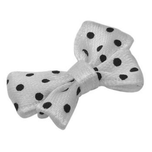 Fabric Ribbon, Decoration, Clothes, Wedding, DIY 24x17 ~ 18 mm white with black dots - 5 pieces