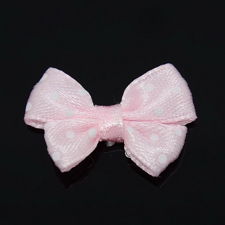 Ribbon 24x17 ~ 18 mm pink with white dots - 5 pieces