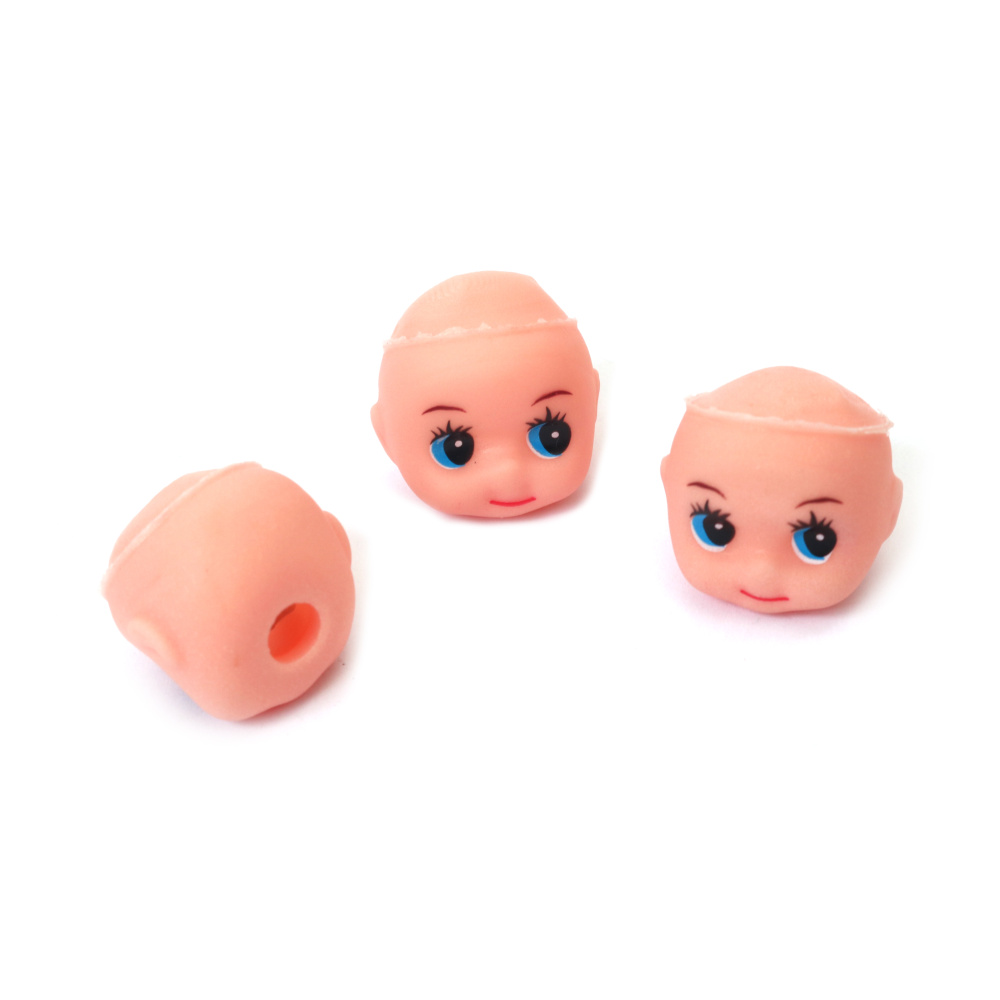 Глава за кукла с рисувани очи без коса 26x24x24 мм модел бебе -10 броя