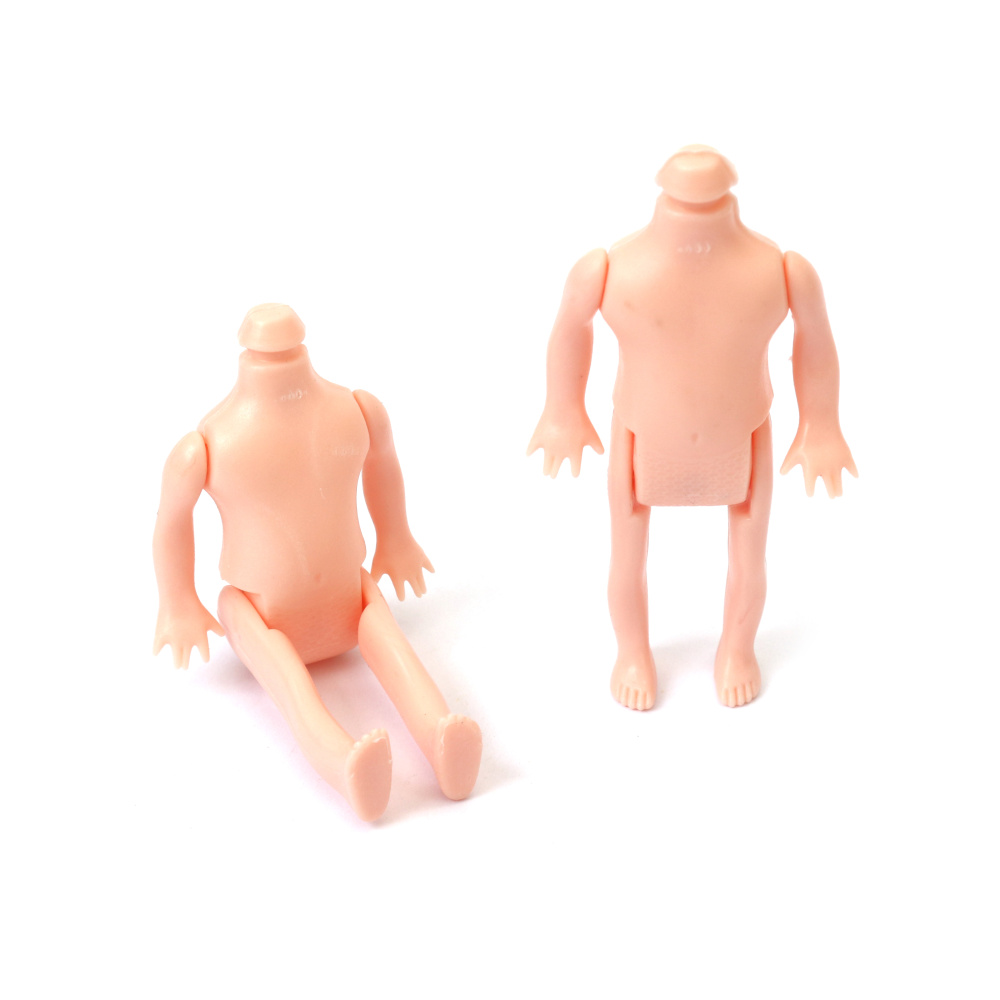 Corp din plastic pentru păpușă 40x77x16 mm cu membre mobile – 5 bucăți