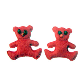 Fabric Decorative Figurines / Teddy Bear / Red 32 mm - 10 pieces