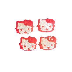 Red Silicone Figurines with Silver Glitter Powder / Kittens / 21 mm  - 20 pieces