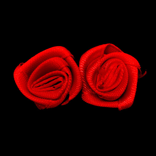 Trandafir textil 16x6 mm culoare roșu -50 bucăți