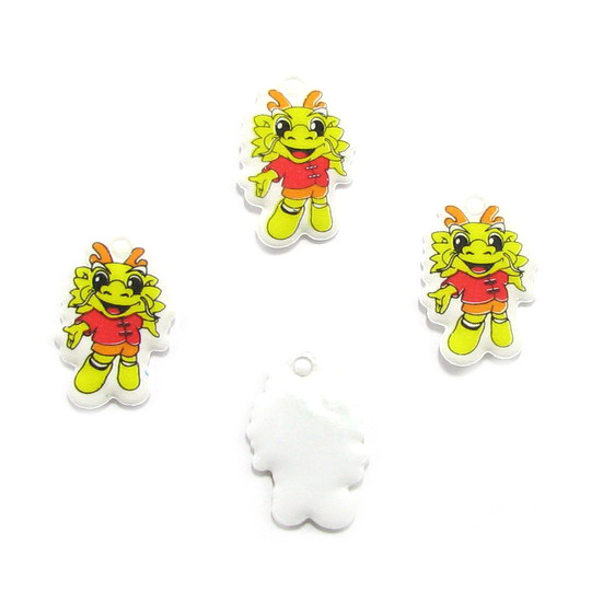 Decorative Silicone Figurine with Glitter Powder for Kids Craft, DRAGON / 30 mm - 10 pieces