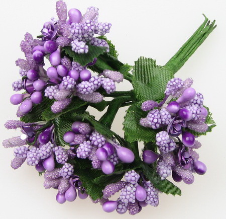 Bouquet of paper with wire stems 80 mm purple - 12 pieces