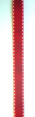 Velvet Ribbon / 10 mm / Red with white Edging - 10 meters