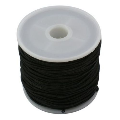 Elastic Cord, with Nylon Outside and Rubber Inside 1 mm black ~ 19 meters