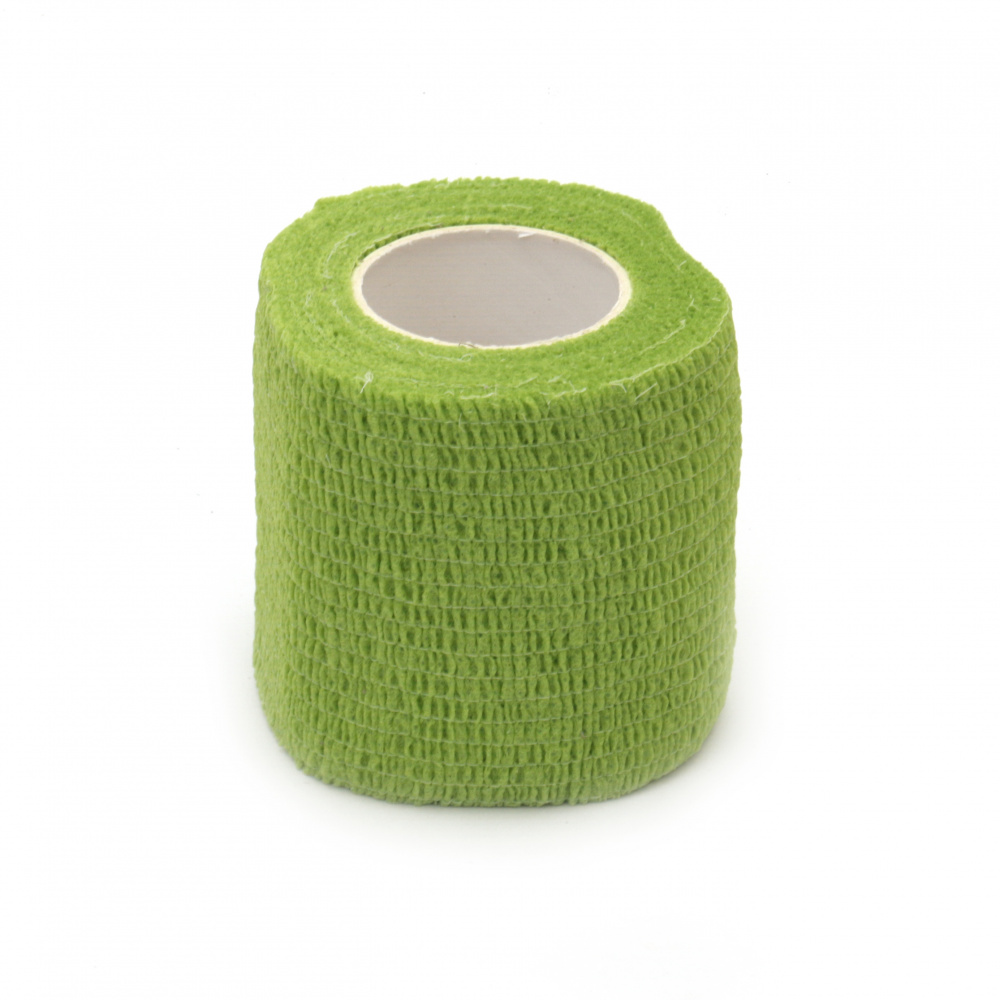 Self-adhesive Textile Elastic Tape for DIY Decoaration / 50 mm / Green ~ 4.5 meters