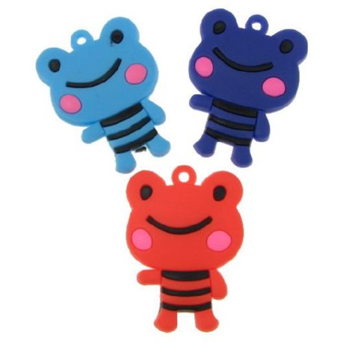 Cute Rubber Frog Figurine / 50 mm / ASSORTED Colors - 10 pieces
