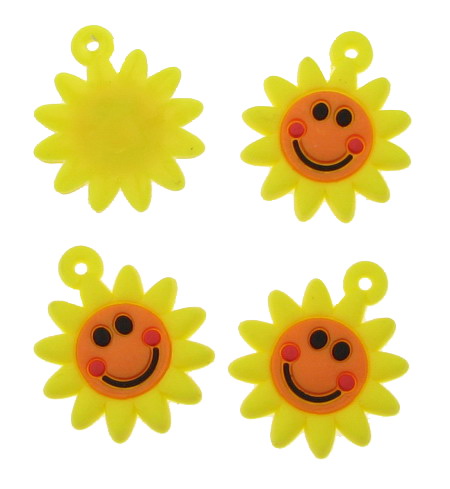 Rubber Sun Figurine for Kids Accessories and Crafts / 23 mm - 10 pieces