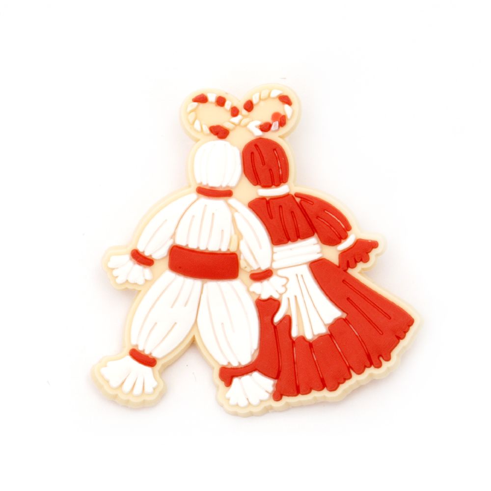 Rubber Figurine 48x49x4 mm 'Pijo and Penda' with Clasp - 5 Pieces