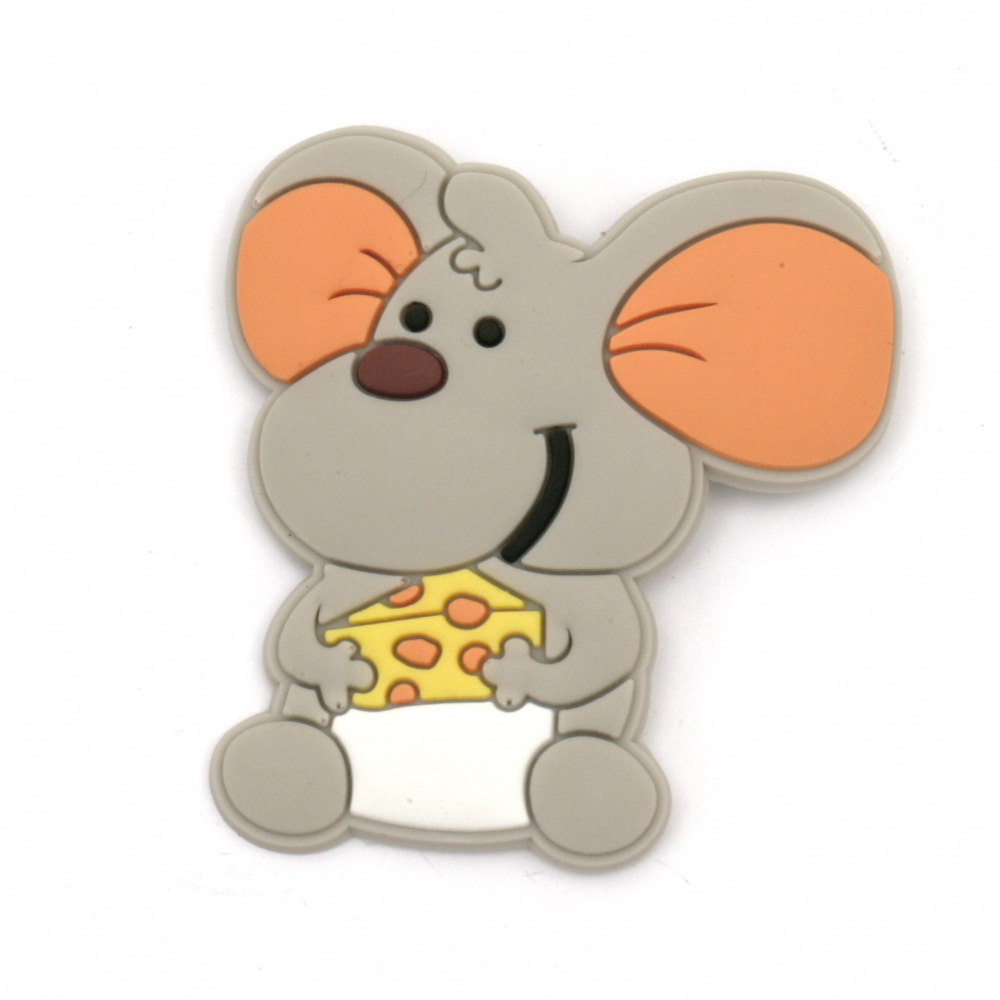 Rubber Mouse Figurine, 50x50 mm, with 20 mm Clasp - Pack of 5