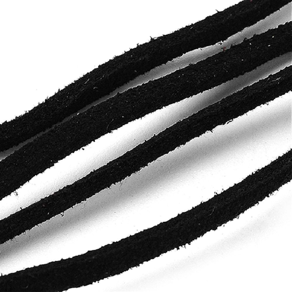 Natural Suede Ribbon, Black, 2.5x1.5 mm - 5 Pieces x 0.80 Meters Each