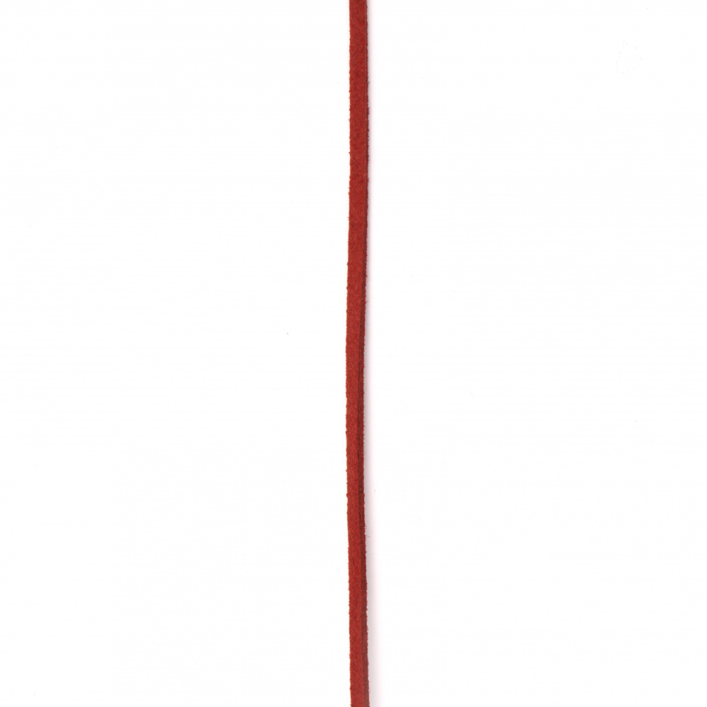 Лента от естествен велур червна 2.5x1.5 мм - 25 метра