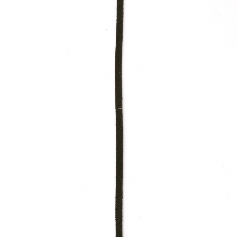 Лента от естествен велур тъмно кафява 2.5x1.5 мм - 25 метра