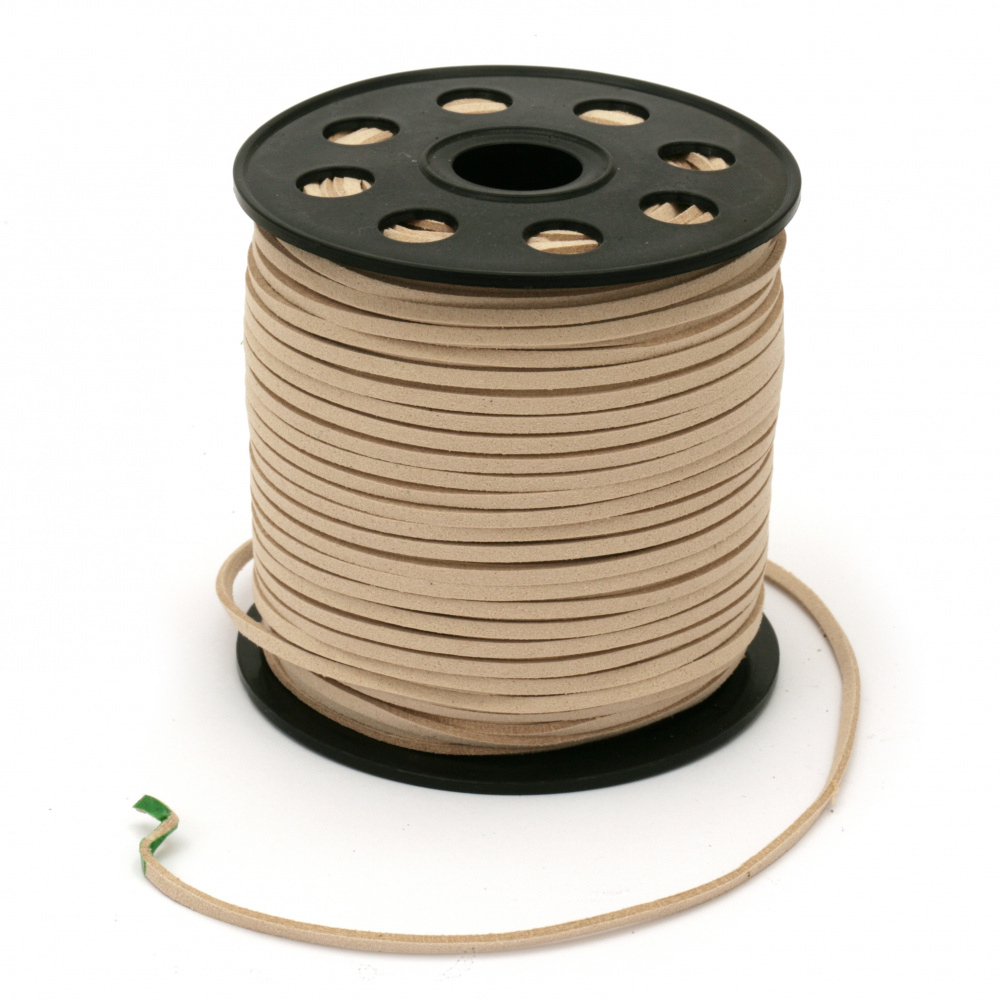 Natural Suede Leather Cord / Flesh-colored / 3x1.5 mm - 5 meters