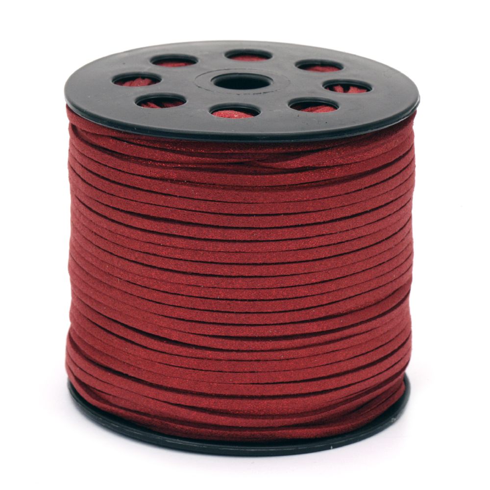 Natural Suede Leather Cord /  Red / 2.7x1.4 mm - 5 meters