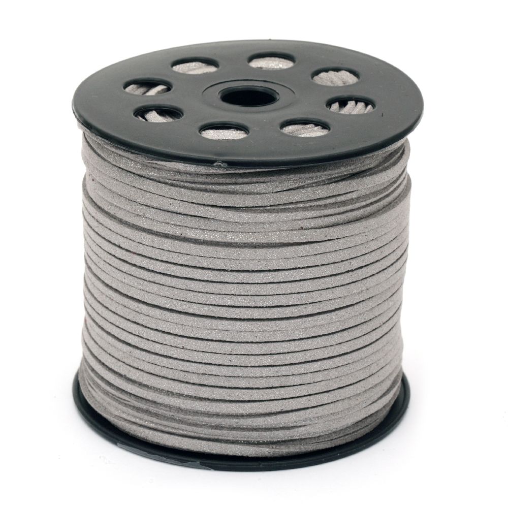 Natural Suede Cord,,2.7x1.4 mm silver -5 meters