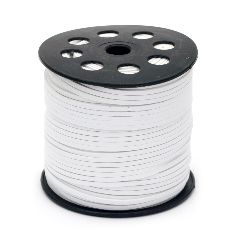 Natural Suede Cord,with leather, 2.7x1.4 mm color white -5 meters