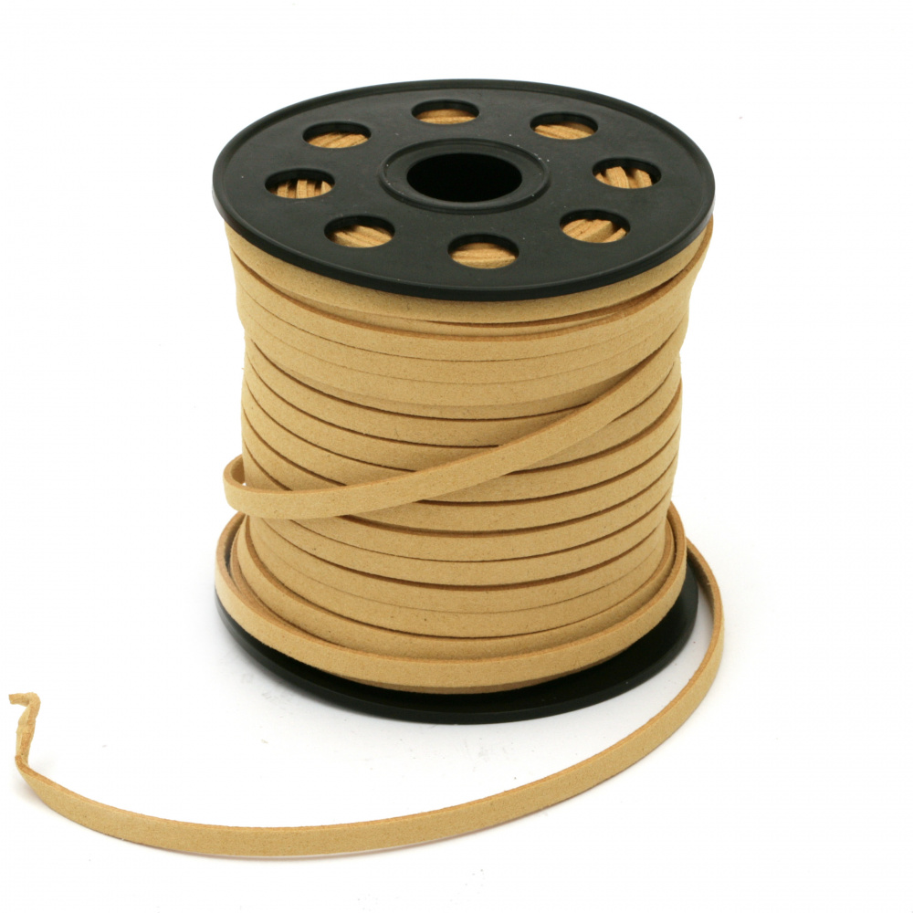 Natural Suede Cord 5x1.5 mm ocher color -5 meters