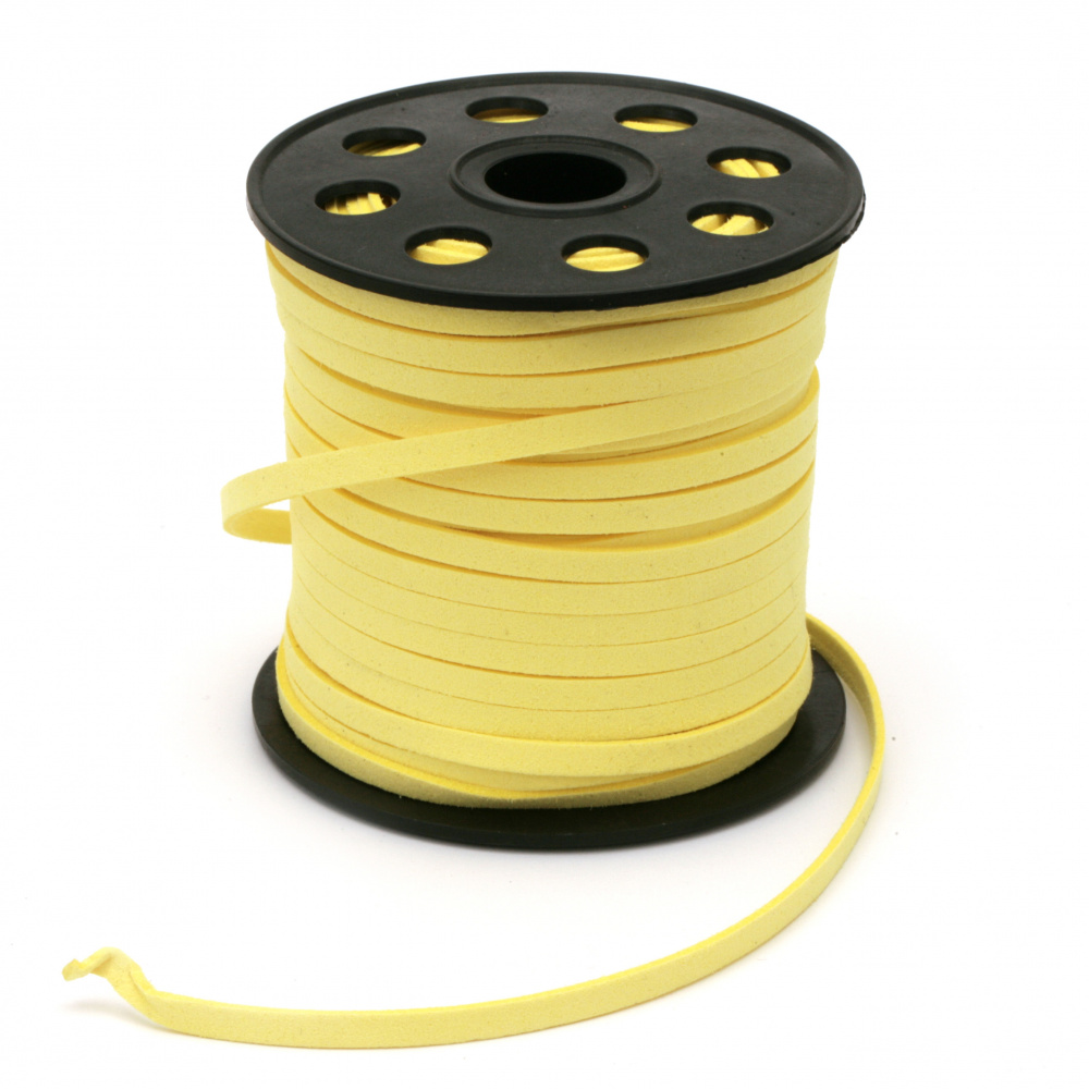 Natural Suede Cord 5x1.5 mm color yellow -5 meters